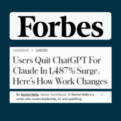 Users Quit ChatGPT For Claude In 1,487% Surge. Here’s How Work Changes ByRachel Wells, Senior Contributor. Rachel Wells is a writer who covers leadership, AI, and upskilling.